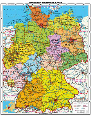 preview one of XXL 1,95 Meter - Original handgezeichnete Deutschland Karte politisch - laminiert