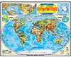 XXL/1,80 Meter - Welt physisch, Relief-Optik, laminiert - Simplified