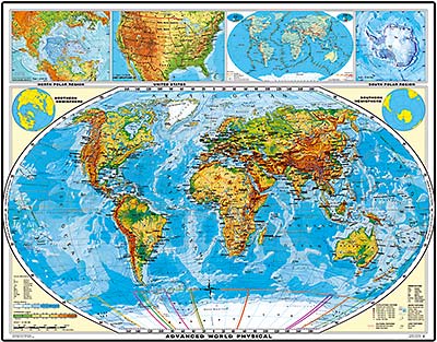 preview one of XXL/1,80 Meter - Welt physisch, Relief-Optik, laminiert - Advanced