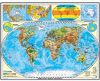 preview one of XXL/1,80 Meter - Welt physisch, Relief-Optik, laminiert - Simplified