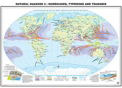 preview one of XXL/1,80 Meter - Welt (Hurricanes, Typhoons u. Tsunamis), laminiert