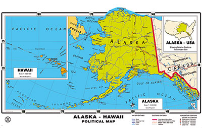 preview one of XXL/1,80 Meter - Alaska - Hawaii politisch, laminiert