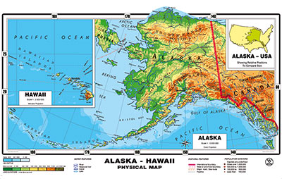 preview one of XXL/1,80 Meter - Alaska - Hawaii physisch, Relief-Optik, laminiert